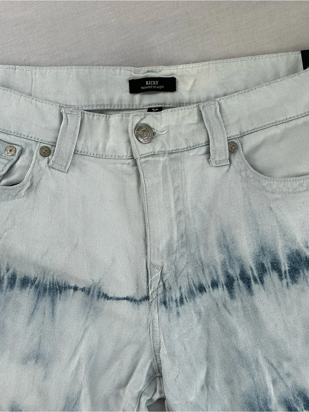 True Religion Men's Tie-Dye Straight Jeans - Blue on White